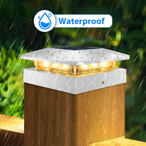 4x4 3 4x4 3.5x3.5 Peasur Solar Post Cap Lights Outdoor with Lighting Modes, LED Post Light Solar Powered Waterproof