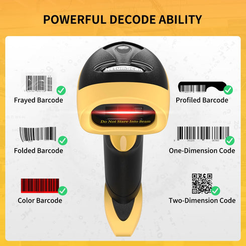 NetumScan 1D 2D Handheld USB Barcode Scanner Reader for Computers, Handheld Wired Automatic QR Bar Code Scanners