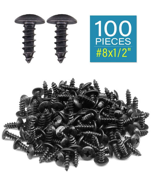 100pcs #8 x 1/2 inch Truss Head Phillips Wood Screws, Black Oxide Coated by IMSCREWS