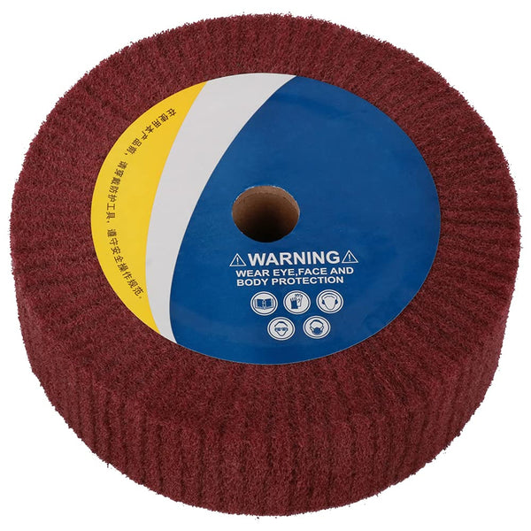 6inch Non-Woven Abrasive Grinding Flap Wheel, 240 Grit Red Nylon Fiber Scouring Pad for Rotary Tool