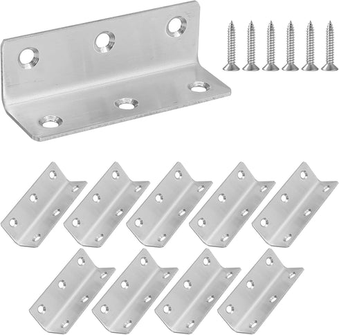 L Bracket, Heavy Duty Corner Brace, 10 Pack 3.2" Metal Shelf Bracket