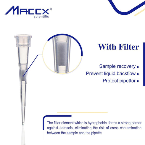 Disposable Filtering Pipette Tips, 960pcs Universal Filter Pipette Tips, 10 µL, 96 Tips/Rack x 10 Racks