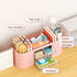 Marbrasse Desk Organizer Pen Holder with 3 Drawers, Multi-Functional Pencil Holder for Home, School, Classroom (Pink)