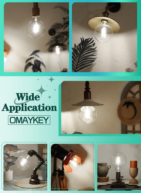 12W Dimmable Bulb 5000K 100W 1000 E26 G125(G40 Bulb OMAYKEY Oversize LED Globe Daylight White, Equivalent Lumens