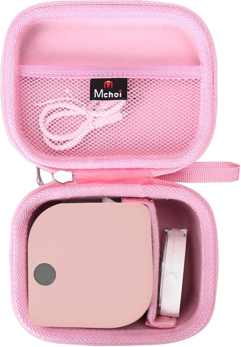 Mchoi Hard Case for Phomemo P12/P12 Pro Label Maker & Tapes, Waterproof Shockproof Protective Case (Pink)