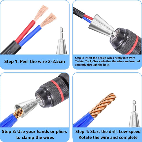 2 PCS Wire Stripper Tool Wire Twister Tool,2024 Upgrades Wire Nut Twister for Drill Profession Electricians Tool,Wire Twister Tool for Drill,Professional Electrician Tools Drill Wire Nut Twister