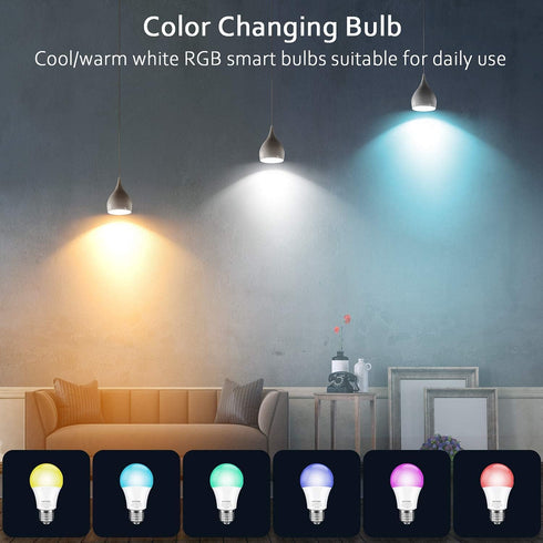 Bulbs, Bulbs A19 E26 60W Bulbs 1 Pack Peteme Smart WiFi Light Led RGB Color Changing Compatible with Alexa, Siri,Echo