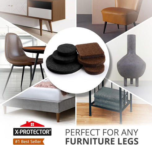 235 pcs Felt Furniture Pads Brown & Black X-Protector! Huge Quantity of Furniture Pads for Hardwood Floors Your Ideal Wood Floor Protectors for Furniture. Protect Any Type of Hard Floor!