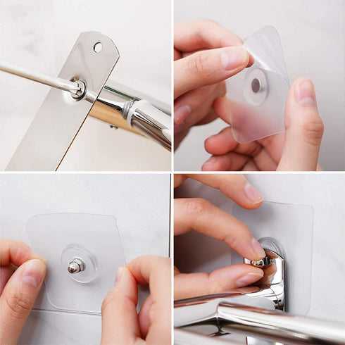 lanliebao 20-30 Inche 304 3M 2-Tier Towel Bars Retractable Stainless Steel Bath Towel Rack Strong Adhesive Bathroom