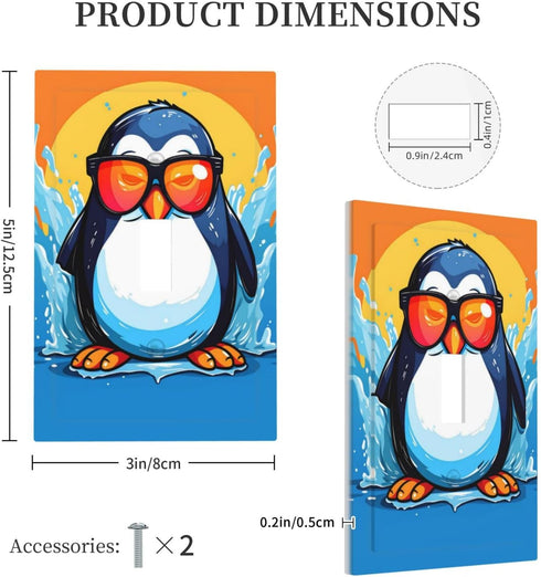 HTSAHKV 3 5 Inch Funny Penguin Wall Plate Light Switch Cover Single Gang Outlet Faceplate Print Plate Cover X