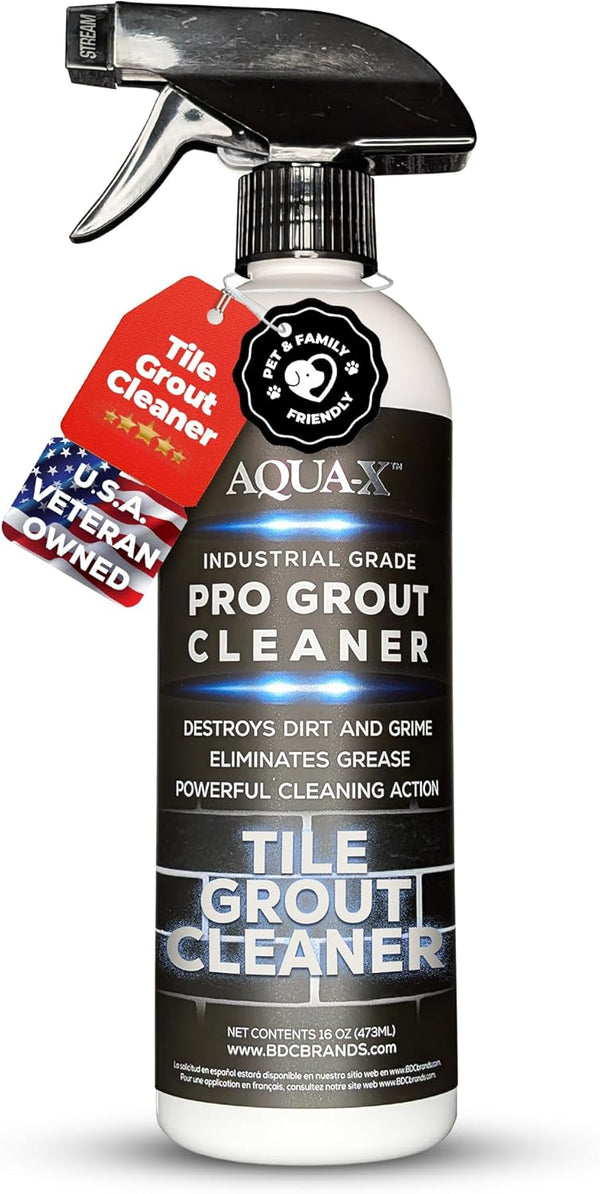 AQUA-X Grout Cleaner 16oz - Heavy Duty Tile & Grout Stain Remover for