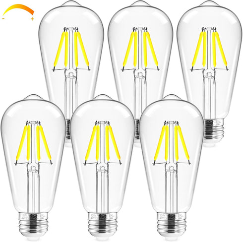 Hizashi Vintage LED Edison Bulb Dimmable, 4W Equivalent 40W, 5000k Daylight, E26