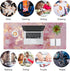 QIYI Large Mouse Pad, Cute Pink PU Leather Desk Mat, Rose Gold Marble Protector for Gaming, 31.5" x 15.7"