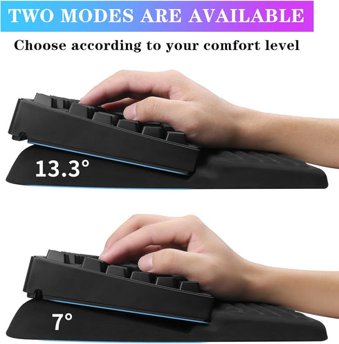 Computer Keyboard Stand with Wrist Rest, Ergonomic Tilted Keyboard Holder - Keyboard Riser with Wrist Pad - Keyboard