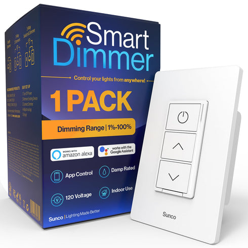 Sunco Smart Dimmer Switch, Double Rocker Wall Light Switch, WiFi Compatible with