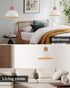 12" ELYONA Modern Ash Wood Pendant Light Fixtures Hanging Lamp Nordic White Metal & Gold Inner Finish Boho Pendant