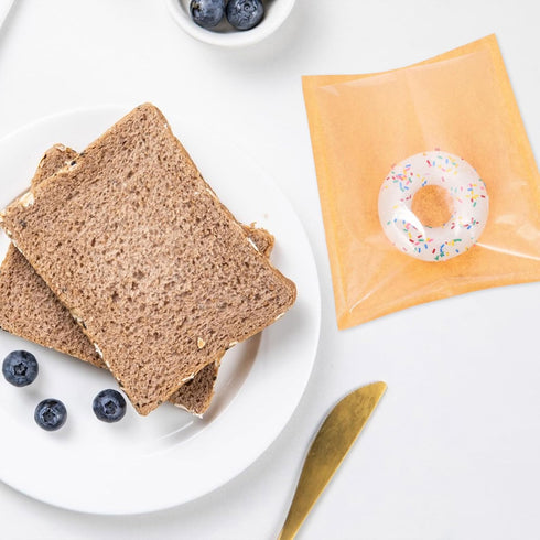 100pcs 18x19cm Packaging Abaodam Kraft Paper Bread Bags Grease Resistant Bakery Bags for Sandwiches Cookies Pastry