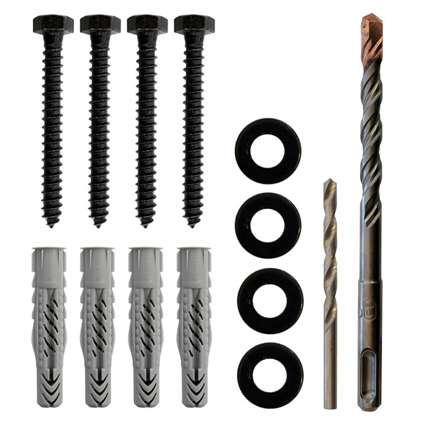 Lag Bolt Kit for Mounting TV into Wood or Concrete - Heavy Duty Bolts, Fischer Anchors, 2 Drill Bits
