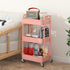 Sywhitta 3-Tier Plastic Rolling Utility Cart, Multi-Functional Storage Trolley with Handle, Pink
