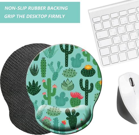 Mouse Pad with Wrist Support, Ergonomic Memory Foam Wrist Rest Cushion, Non-slip Rubber Base Gaming Pad for Home Office