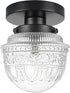 DSMJFU Black Semi Flush Mount Ceiling Light, Small Hallway Light Fixture, Vintage
