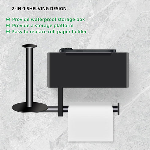 (12.5INCH) Stainless Steel Toilet Paper Holder with Wet Wipes Box for Bathroom - Self-Adhesive for Toilet, Adhesive