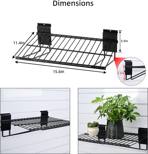Slatwall Shelves - Heavy Duty Garage Storage Slatwall Shelf Accessories (2 Pack) (16-Inch Width)