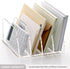 4-Section SANRUI Acrylic Desk File Sorter Organizer Holder, Clear Vertical Letter File Folder Rack, Notebook Magazine
