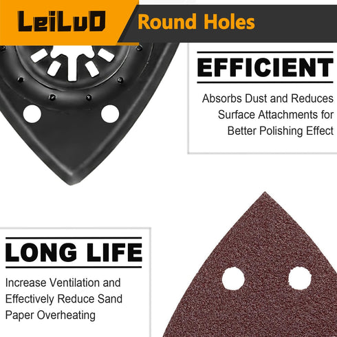 LEILUO 127 Pcs Oscillating Tool Sanding Pad Kit, Includes Triangle Sanding Pads and Adapters for DeWalt Dremel