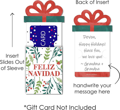 Set 8 Big Dot of Happiness Feliz Navidad - Holiday and Spanish Christmas Party Money and Gift Card Sleeves - Nifty