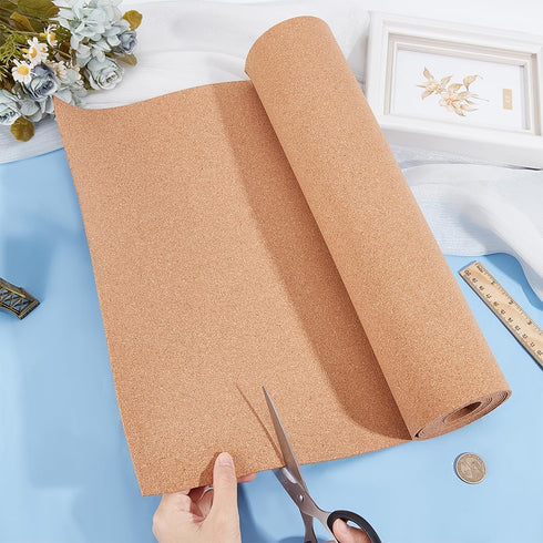 BENECREAT 11.4ftx15.7inch Cork Roll, Sandy Brown Cork Sheet for Bulletin Board Background, Wall Decorations and DIY