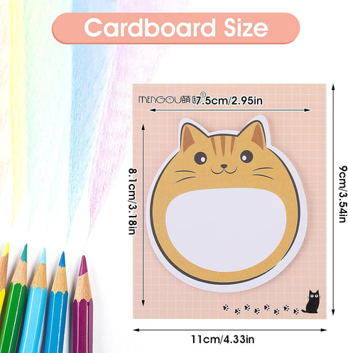 Cobee Cute Cat Sticky Notes, 5 Pack Kawaii Animal Self-Stick Notes, Cartoon Cat Memo Pads, Cute Shapes for Students