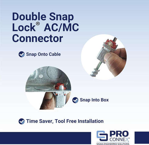 SIGMA ENGINEERED SOLUTIONS ProConnex C-570 Double Snap Lock AC/MC Connector, 25-Pack