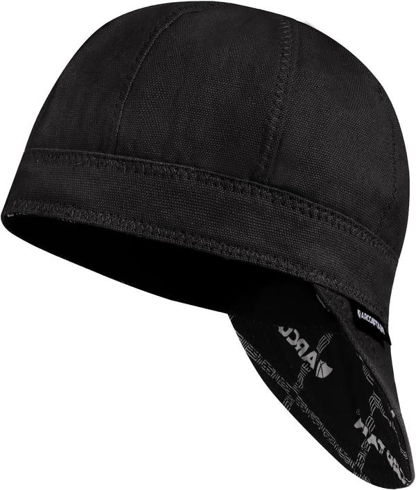 ARCCAPTAIN 8 Panel Reversible Welding Cap, Black, 10 oz Fireproof Cotton for Men Women, 7 1/4 Safety Protection