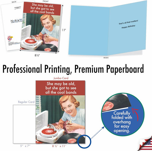 NobleWorks Large Happy Birthday Card (8.5 x 11 Inch) - Funny Cartoon Stationery for Celebrating Birthdays J4107