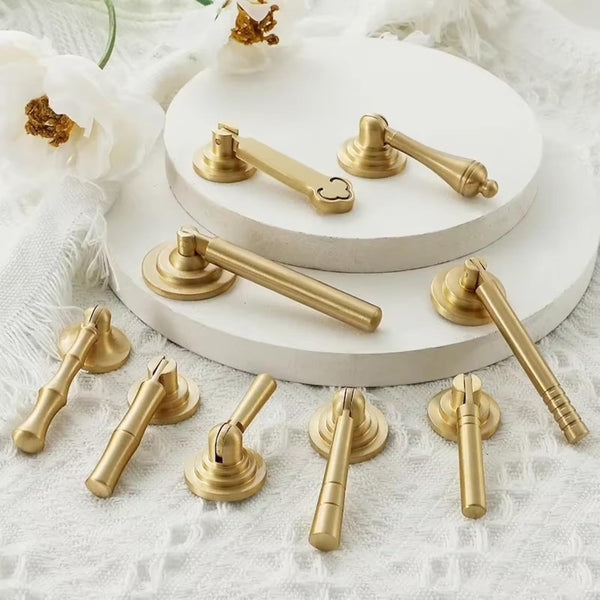 Aoleegatt Pull Ring Solid Brass Furniture Drop Handles Golden Rotatable Round Bedside Drawers