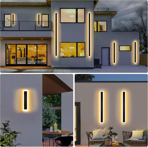 1pack-11.82in, 3000k Ip65 11.82in-1pack Modern - Outdoor - Lights Long Wall Light for House/Porch, Waterproof Black