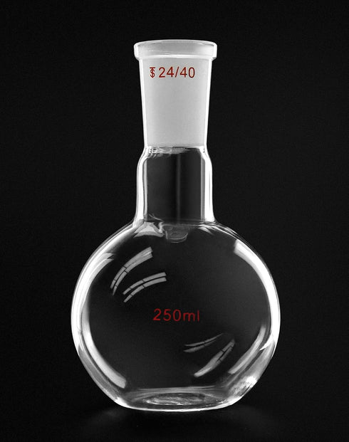 250ml 24/40 250mL QWORK Glass Single Neck Flat Bottom Boiling Flask, with Standard Joint, Heavy Wall Distillation