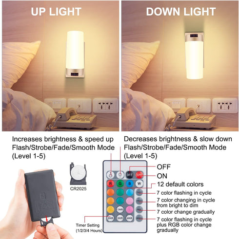 Dimmable BIGMONAT Wireless Wall Sconce Light Rechargeable, Multi Color Changing, Remote Controlled, Night Light, Stick