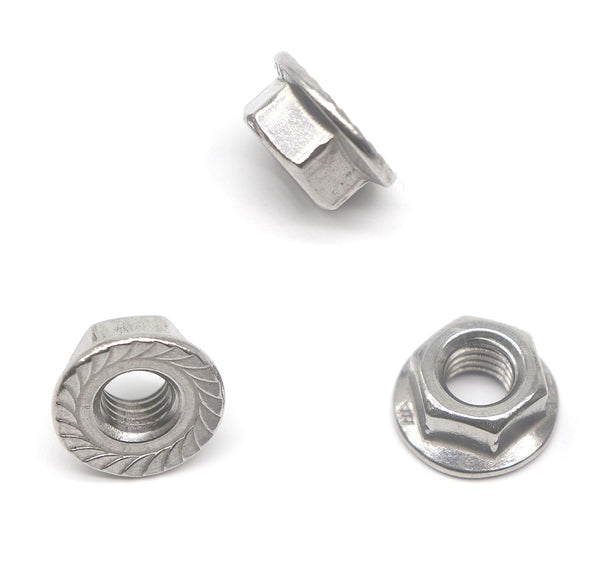 20 Pieces M8 Flange Nuts, binifiMux M8-1.25mm Serrated Hex Flange Lock Nuts, 304 Stainless Steel, Plain Finish