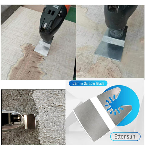 Ettonsun 15 Pieces Oscillating Tool Scraper Blades, 2 Inch Rigid Floor Scraper Blades for Paint Removal