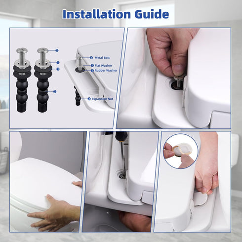 SS124 SS124, Toilet Seat Replacement Compatible with TOTO, Elongated Soft Close Toilet Seat for Transitional Slow-close
