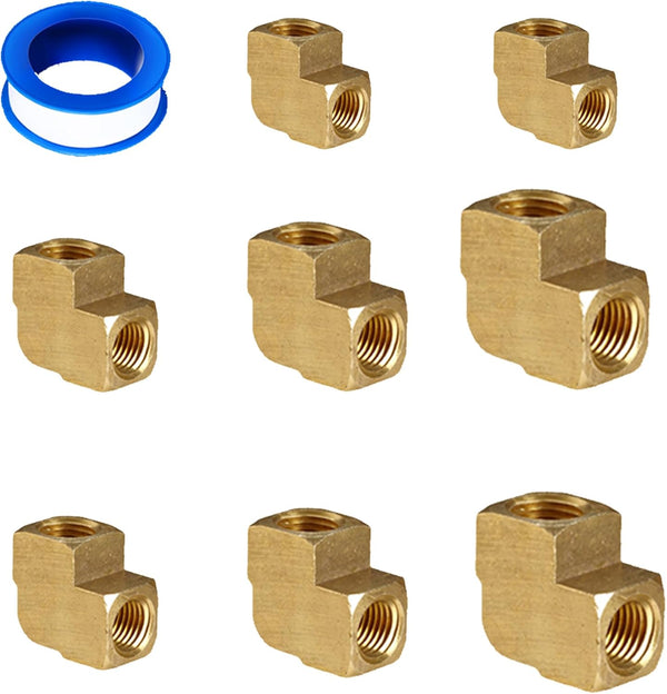 Brass Fitting 9pcs Female Elbow Kit, 1/8", 1/4", 3/8", 1/2" NPT