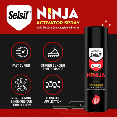 SELSIL CA Glue Activator Spray (2 x 13.50 fl oz) - Fast Clear Adhesive Accelerators for Woodworking, Metal, Plastic (2
