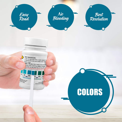 Industrial Test Systems WaterWorks 480124 Free Chlorine Test Strip, 0-2000ppm Range, 61 Seconds Test Time (Bottle of 50)