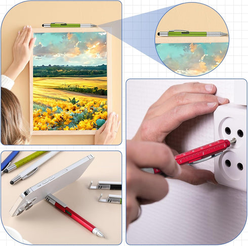 Maitys 40 6 1 Pcs Multi Tool Pens for Father's Day in Screwdriver Multi Function Pens with Level Gauge Stylus Phone
