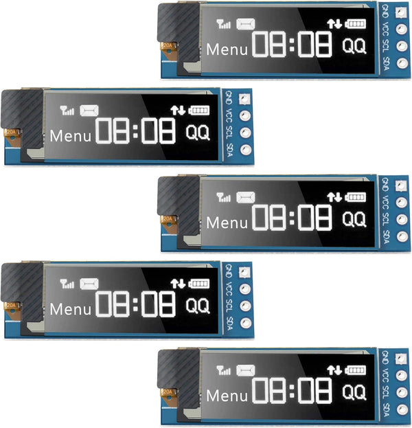 Frienda 5 Pieces I2C Display Module 0.91 Inch I2C OLED Display Module