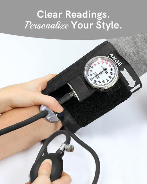 FriCARE Manual Blood Pressure Cuff, Aneroid Sphygmomanometer for Home Use, Fits Large Adult Arm 9-17 inch