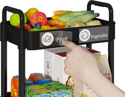 5-Tier Laiensia Multifunction Utility Rolling Cart, Plastic & Metal Storage Organizer, Black, Lockable Wheels, Modern
