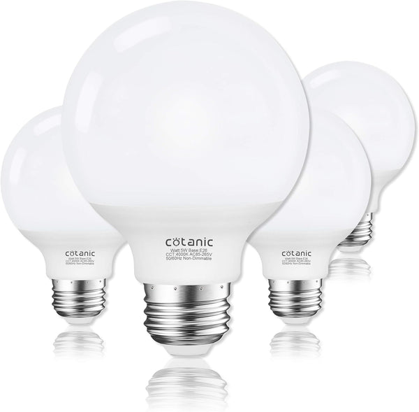 Cotanic G25 LED Globe Light Bulbs, 5W Vanity Light Bulb (60W Equivalent), Daylight 4000K, E26 Medium Base, Pack of 4